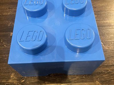 Lego storage cube with gallon bag of Lego