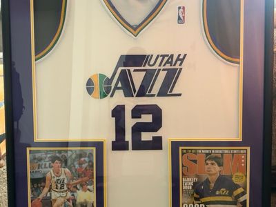 Mitchell & Ness John Stockton Utah Jazz Framed #12 Jersey & Memorabilia Display