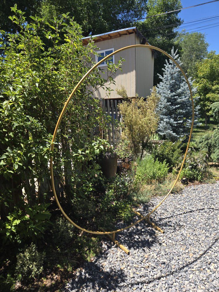 Large Gold Round Metal Wedding Arch Backdrop Stand Photo Booth Decor Circle Hoop