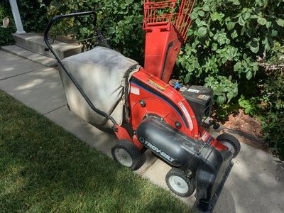 Lawn vacuum wood chipper electric start Troy Bilt