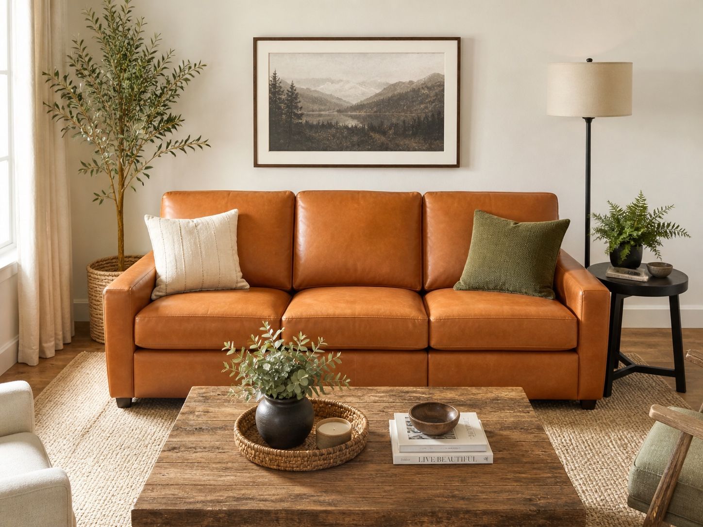 Pottery Barn Turner Square Arm Leather Sofa – Cognac – Excellent Condition