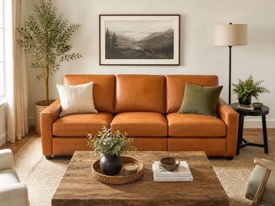 Pottery Barn Turner Square Arm Leather Sofa – Cognac – Excellent Condition