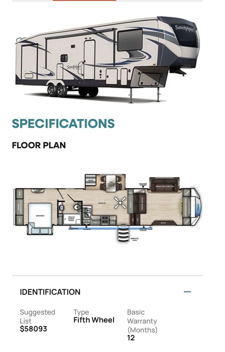 Gorgeous 2020 Forest River Sandpiper Fifth Wheel 3550FL, like new