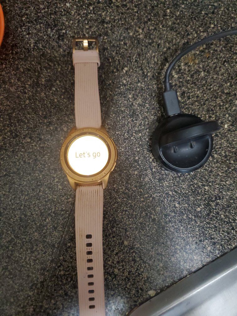 Samsung Galaxy Watch 42mm Rose Gold Smartwatch with Charging Dock