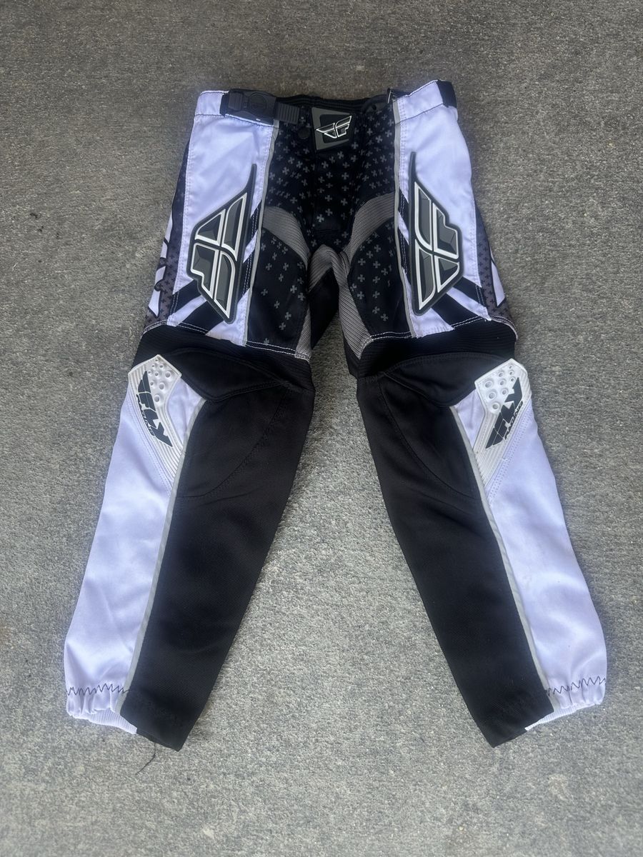 Fly Racing youth black-and-white motocross pants
