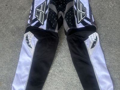 Fly Racing youth black-and-white motocross pants