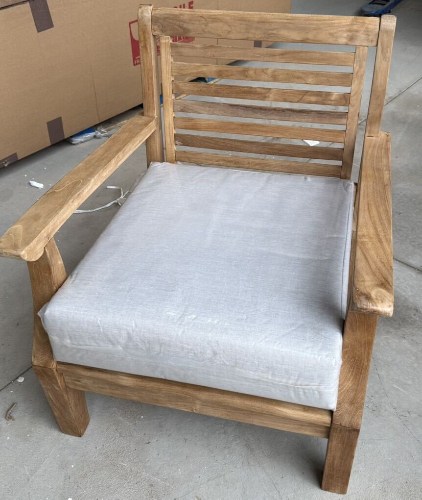New Teak Wood Chair W/lower Cushion
