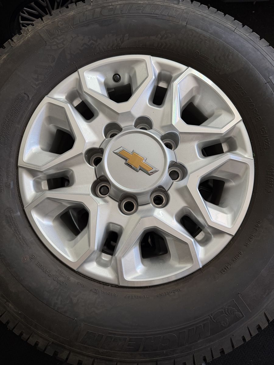 Chevy take-off wheels and tires. LT275/70R18 Michelin LTX AT2 with 8,500 miles