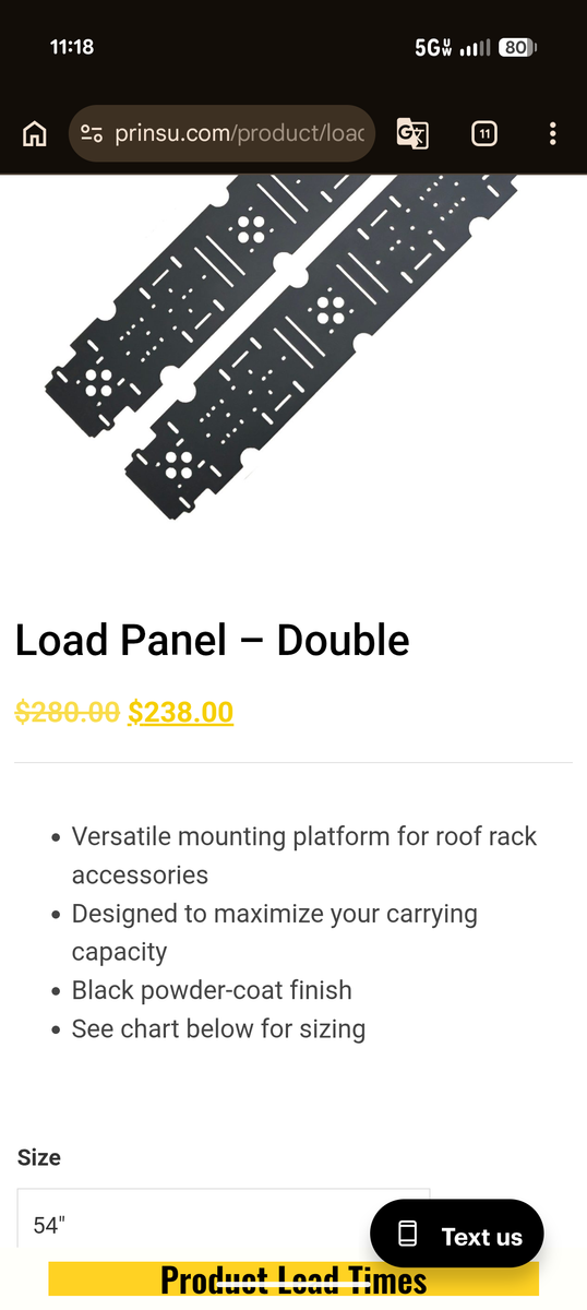 2 New in box "54 Prinsu aluminum Molle panels Off-road bedrock roof rack