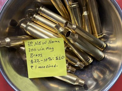 Norma 300 Win Mag Brass - 20 New Cases Plus 1 Once-Fired.