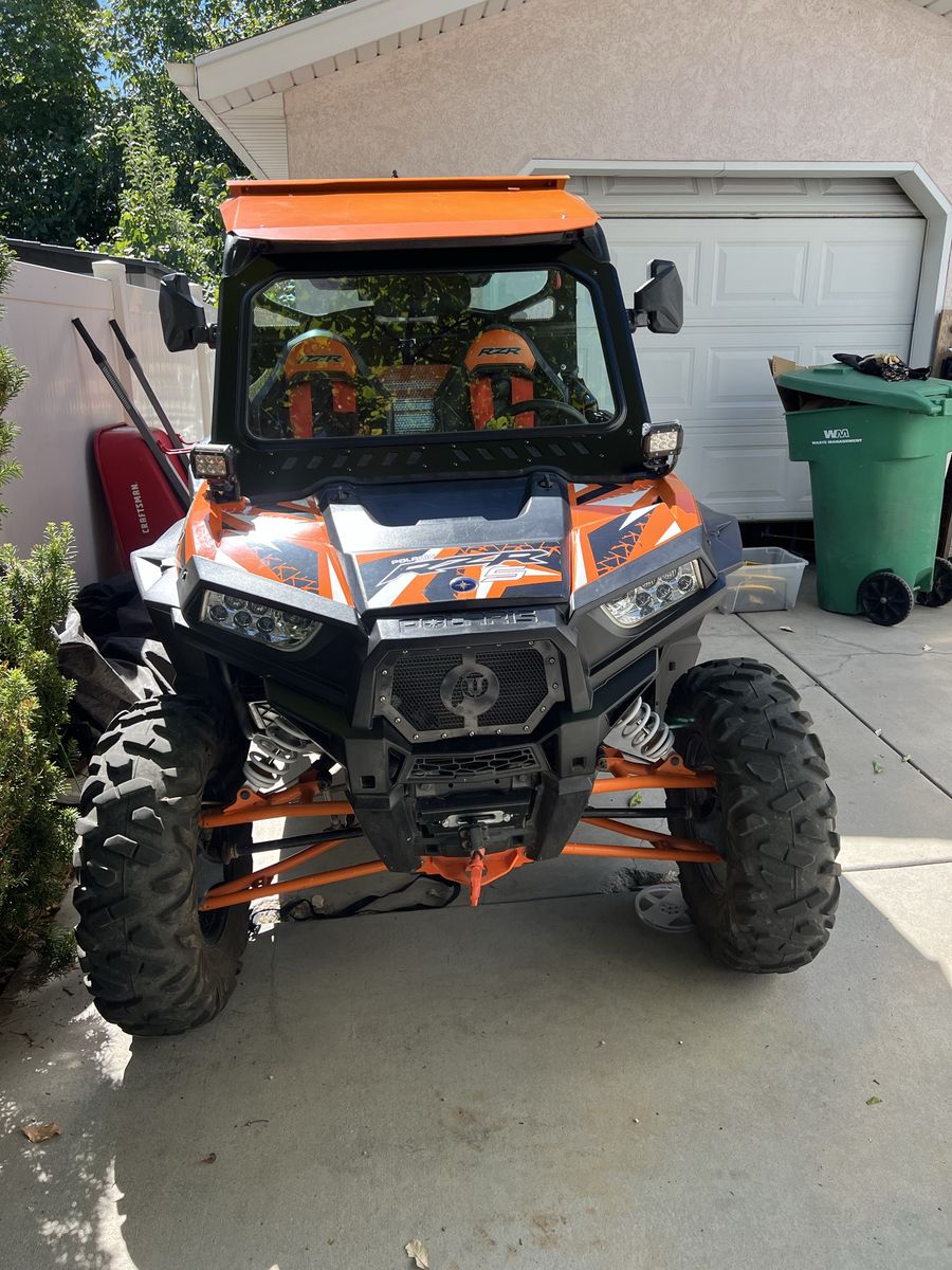 Polaris RZR 1000 S EPS Orange Side-by-Side UTV - Full Windshield, Roof, Mirrors,