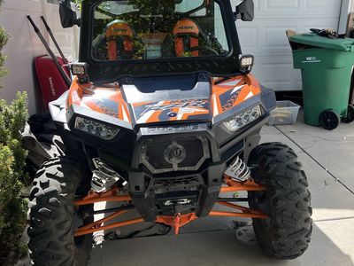 Polaris RZR 1000 S EPS Orange Side-by-Side UTV - Full Windshield, Roof, Mirrors,