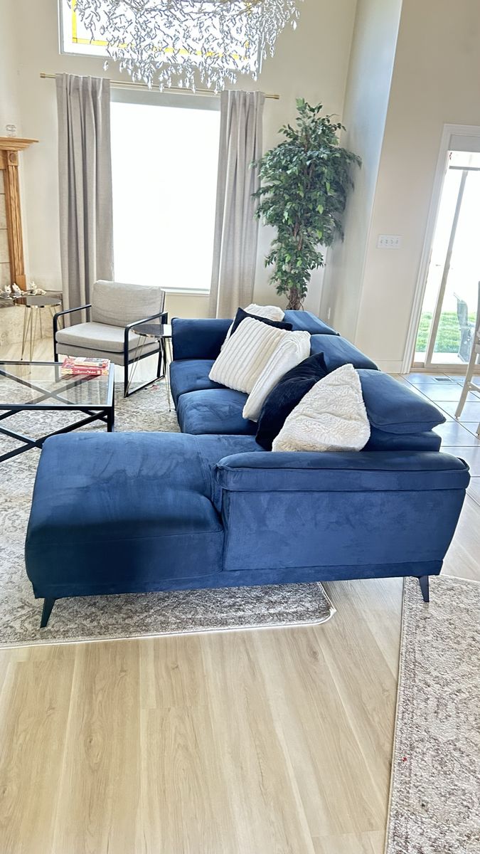 Suede sectional sofa