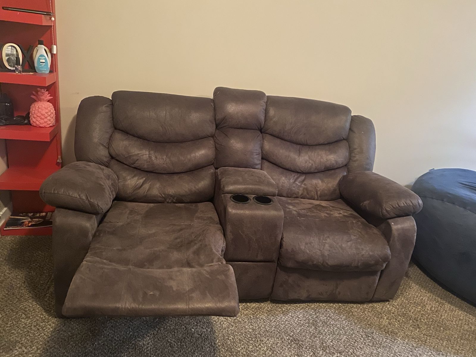 Reclining Loveseat with Center Console & Storage – $125 OBO