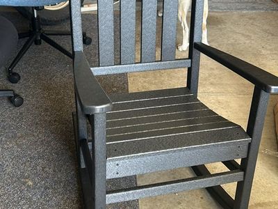 Poly Lumber Outdoor Rocking Chair in Black with Cushion