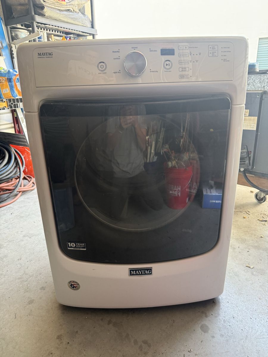 Compact white Maytag commercial dryer