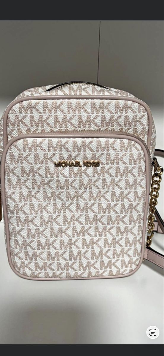 Michael Kors Jet Set Charm Small Logo Crossbody Bag MK Signature Vanilla/Soft Pink