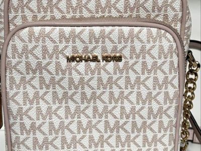 Michael Kors Jet Set Charm Small Logo Crossbody Bag MK Signature Vanilla/Soft Pink
