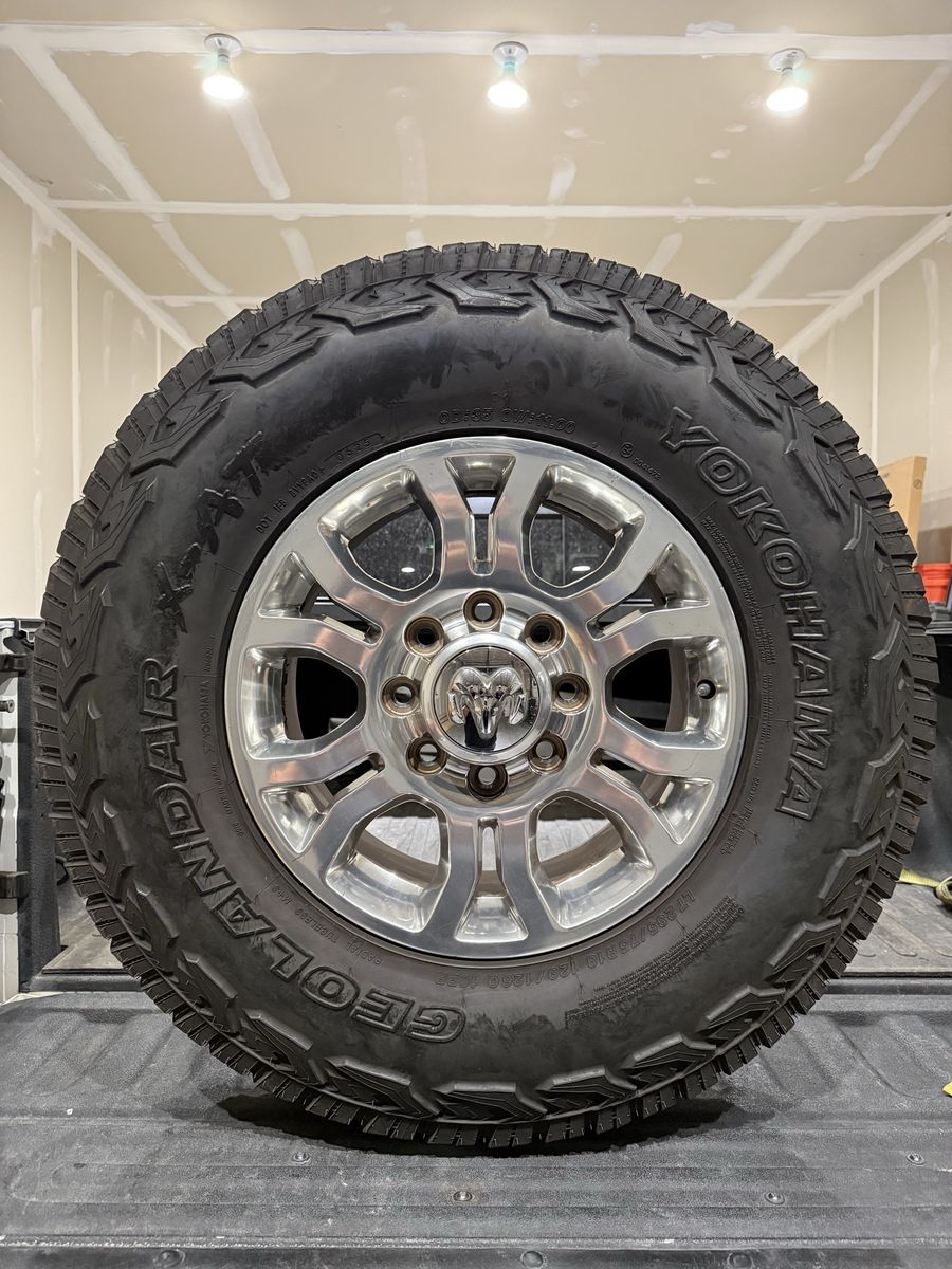 Yokohama Geolandar X A/T All-Terrain Tires & Ram 2500/3500 Wheels 285/75R18 - Set of 5, Excellent Tread