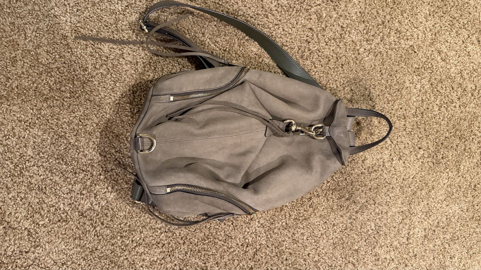 Rebecca Minkoff green suede backpack