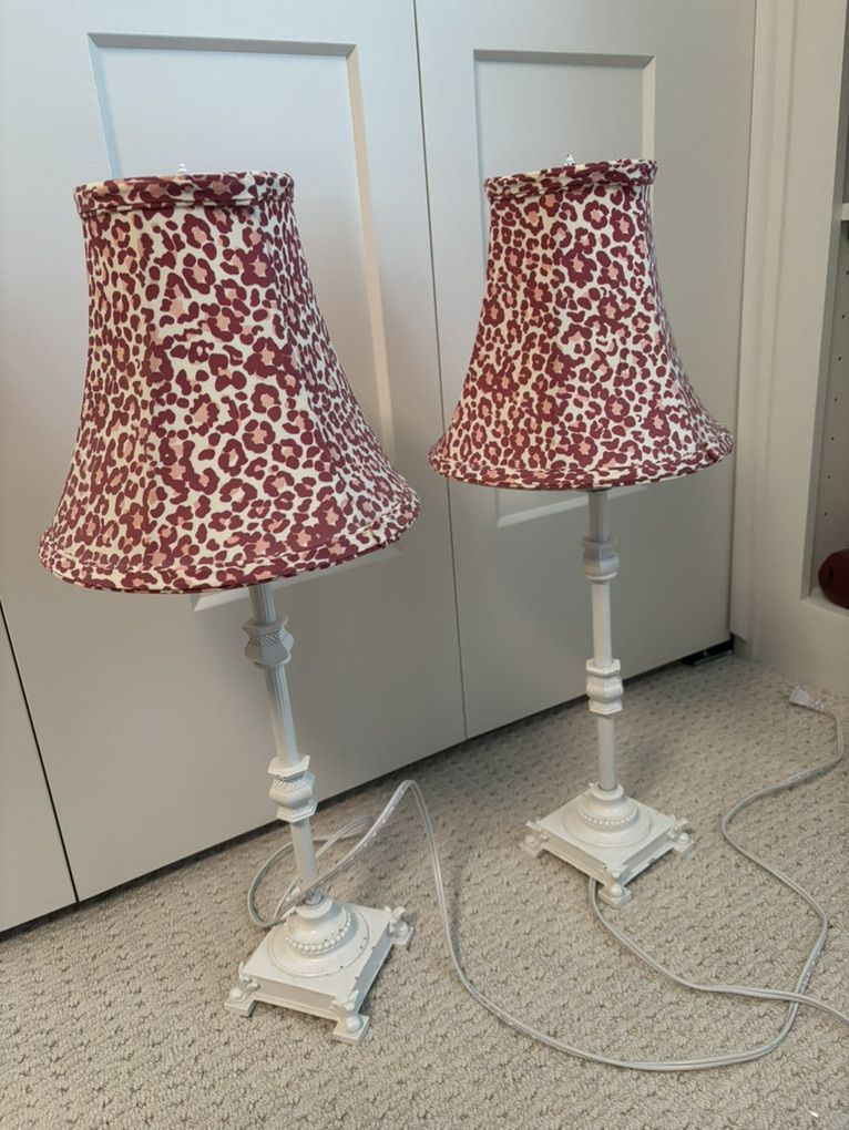 Pair Of White Lamps/shades