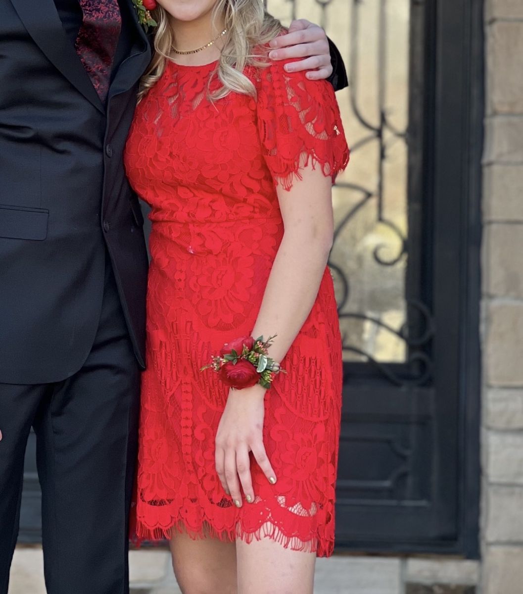Red lace dress