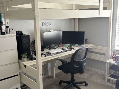 Dorel Living Wood Twin Loft Bed with Built-in Desk