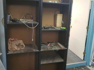 Garage h.d. cabinets, shelving, 2 large pieces.