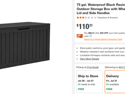 75 gal. Waterproof Black Resin Deck Box, Outdoor Storage Box with Wheels, Lockable Lid and Side Handles