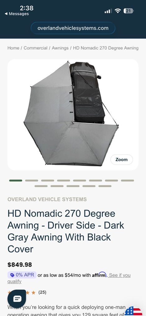 HD Nomadic 270 Degree Awning - Driver Side