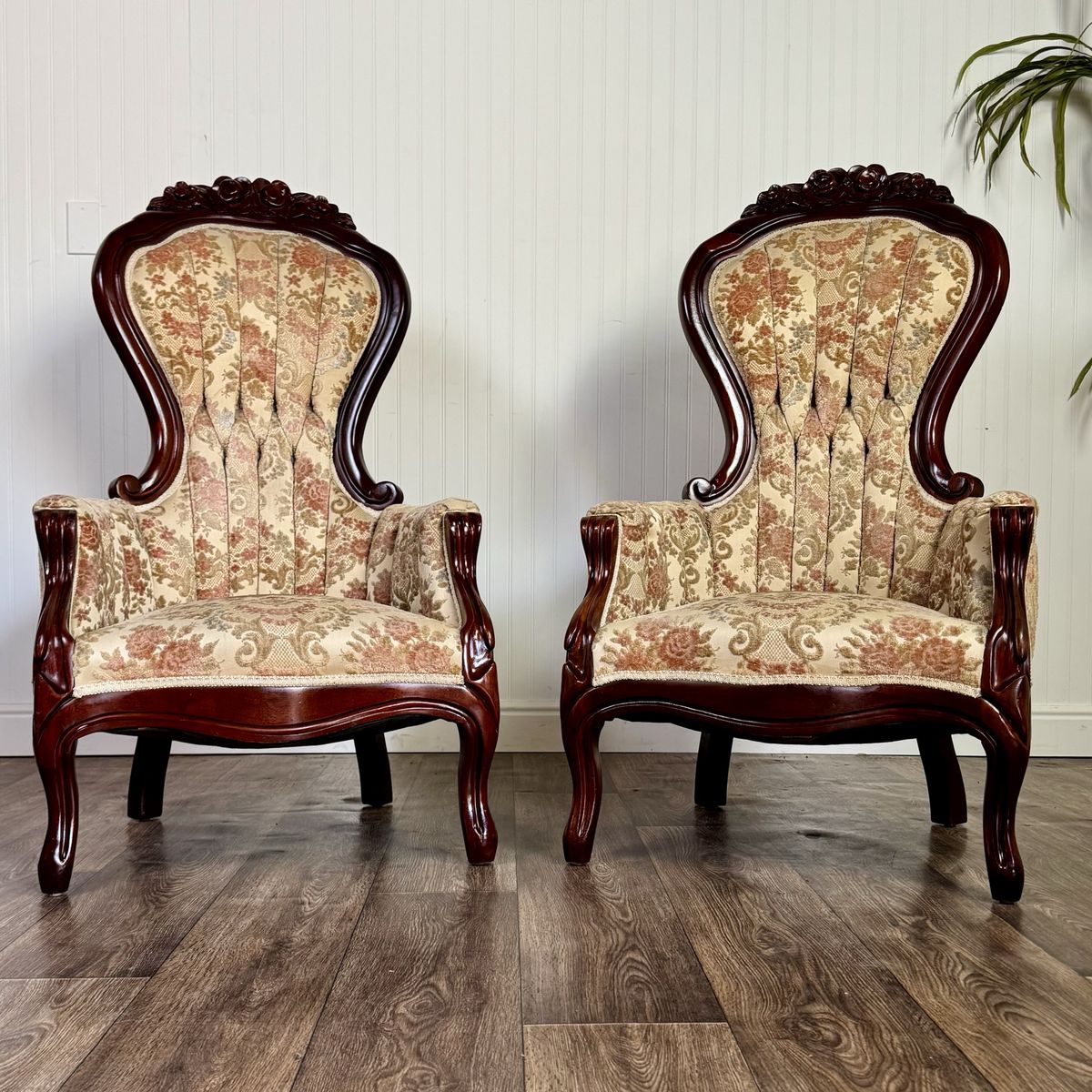 Pair of Vintage Victorian Revival / French Inspired Statement Chairs