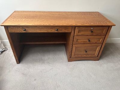 Solid Desk with Drawers & Drop-Front Keyboard Tray – 62”