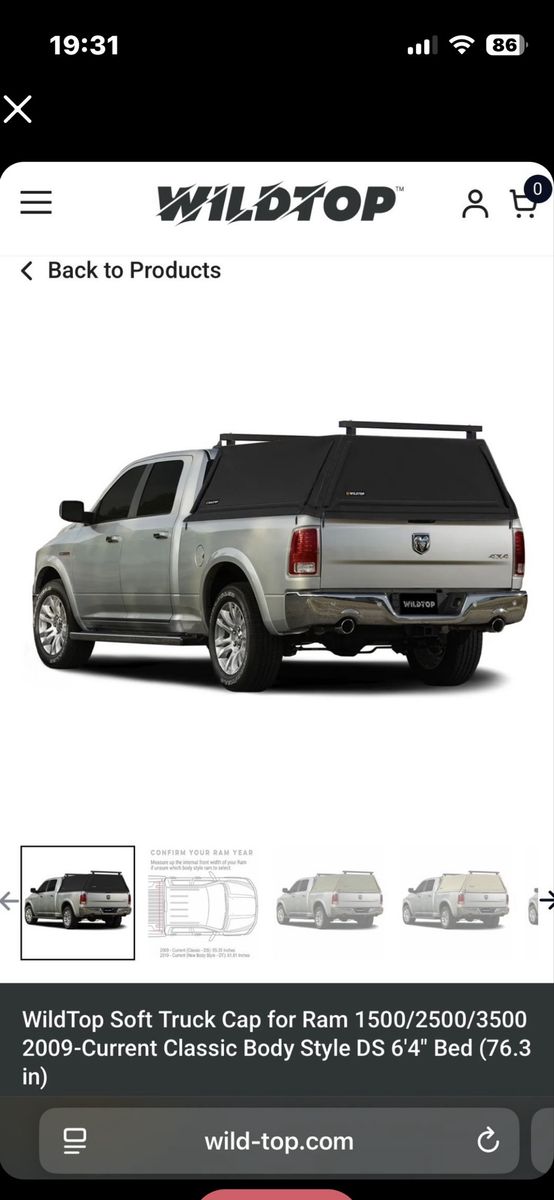 Wild Top CANVAS ONLY NO FRAME Ram 6’ 4” Bed