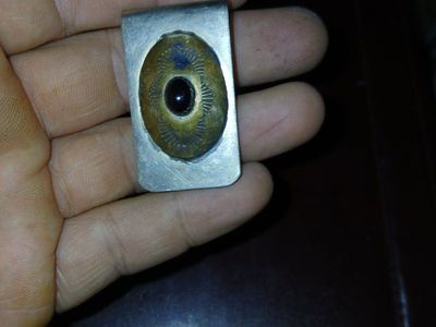 Vintage Western Metal Money Clip with Stone Accent