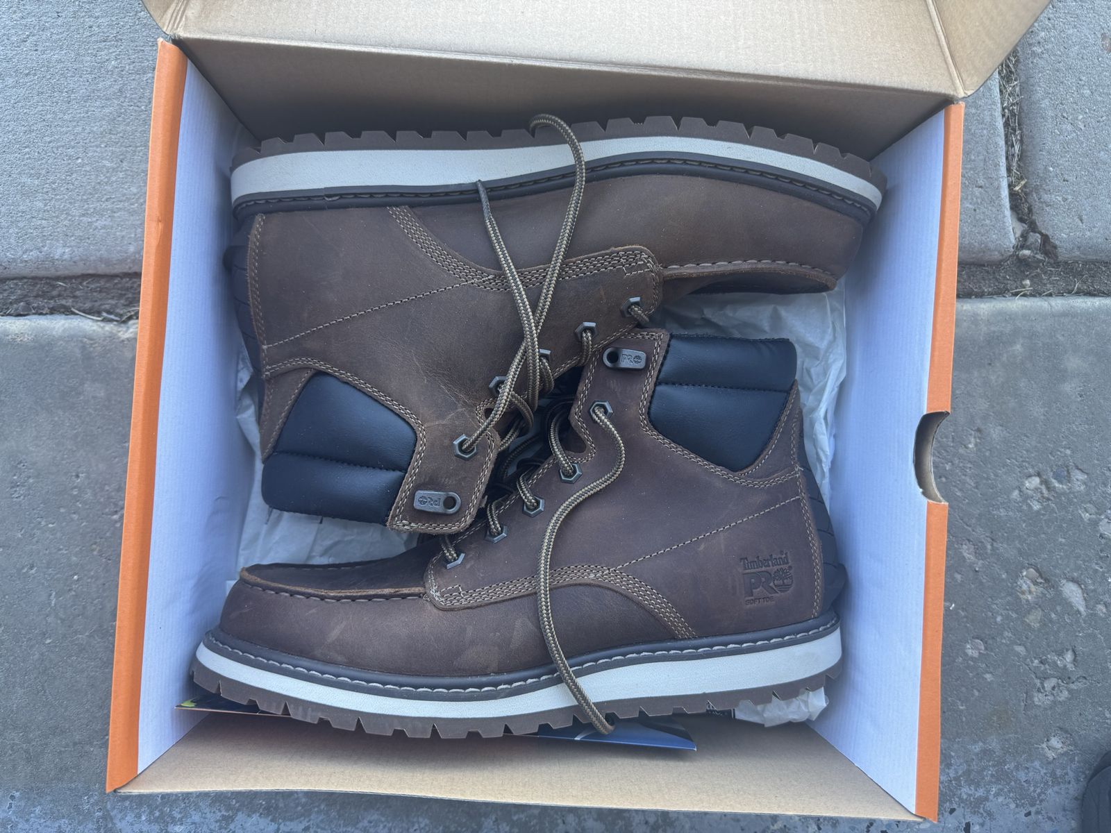 Timberland PRO Irvine Wedge Men's 6" Soft Toe Work Boots - Brown Leather Size 8.5 M