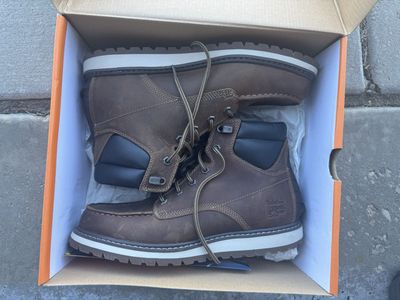 Timberland PRO Irvine Wedge Men's 6" Soft Toe Work Boots - Brown Leather Size 8.5 M