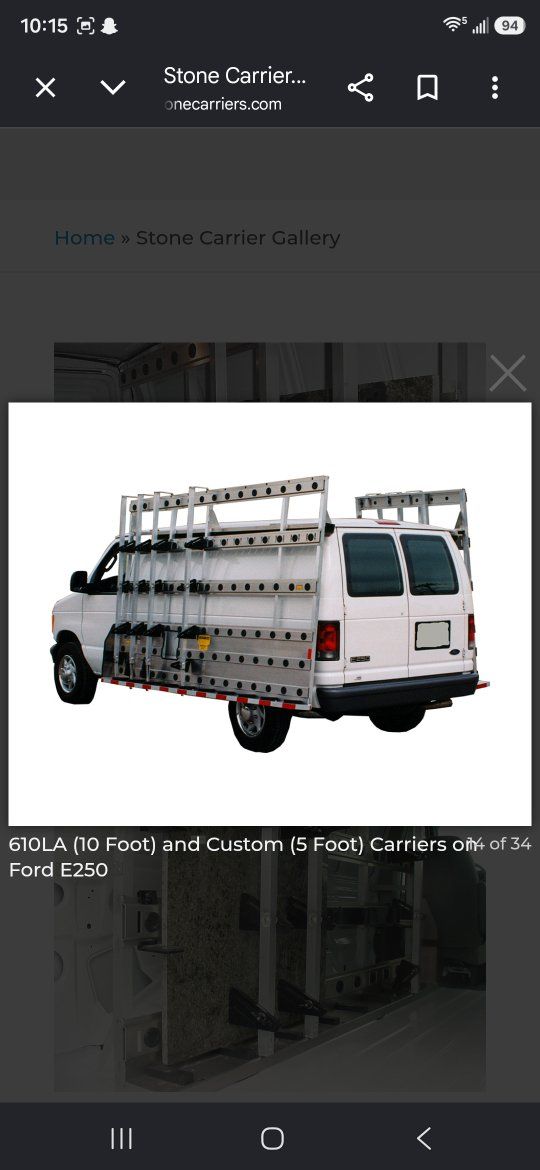 Barkow 610LA 10 Foot and Custom 5 Foot All-Aluminum Glass and Stone Rack