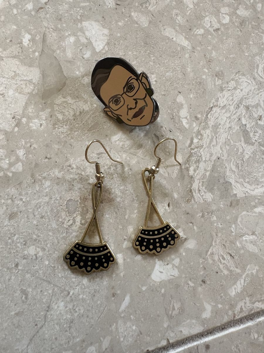 RBG pin and dangle earrings