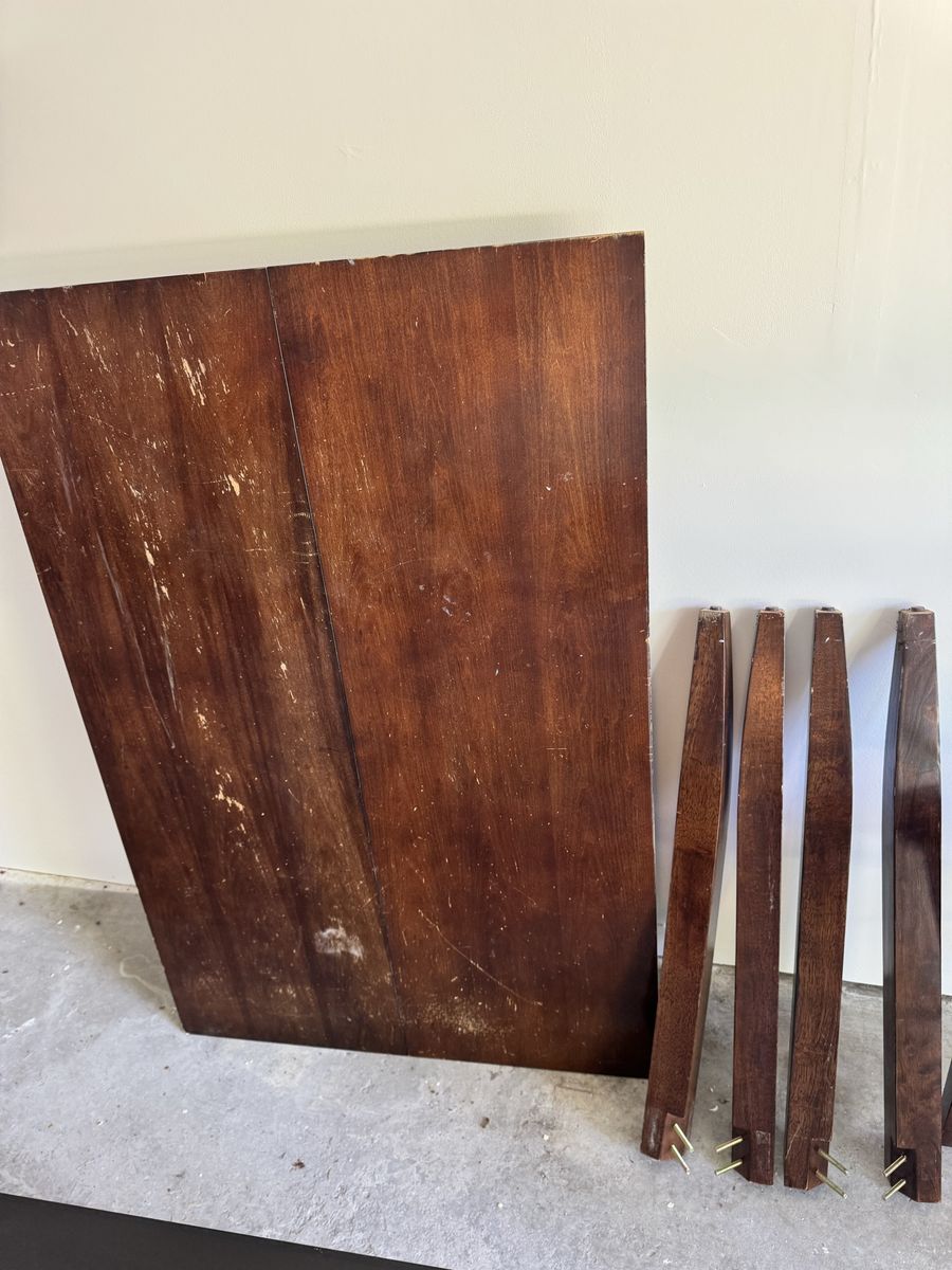 Table with built in extension and chairs