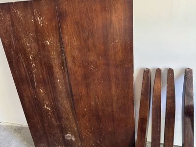 Table with built in extension and chairs