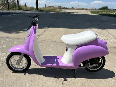 Razor Pocket Mod Electric Scooter - Purple/White - Retro Moped Style