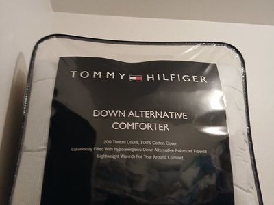 Tommy Hilfiger Down Alternative Comforter - Full/Queen, White, Hypoallergenic, 200TC Cotton