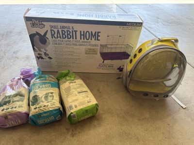 Bunny rabbit or small animal cage plus extras