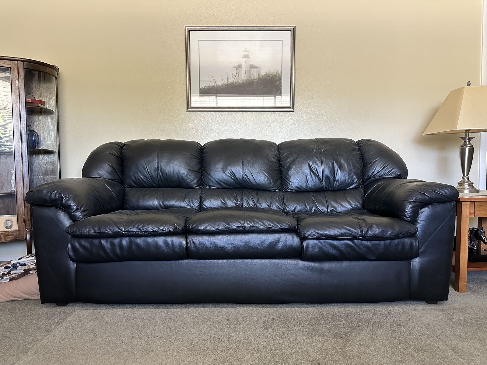 Black Leather/ Vinyl Couch