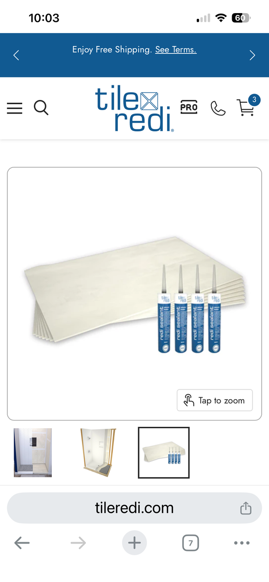 Tile Redi  Redi Wall boards and sealant