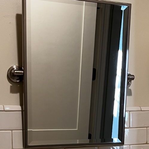 Free 18” x 24” Brushed Nickel Swivel Mirror
