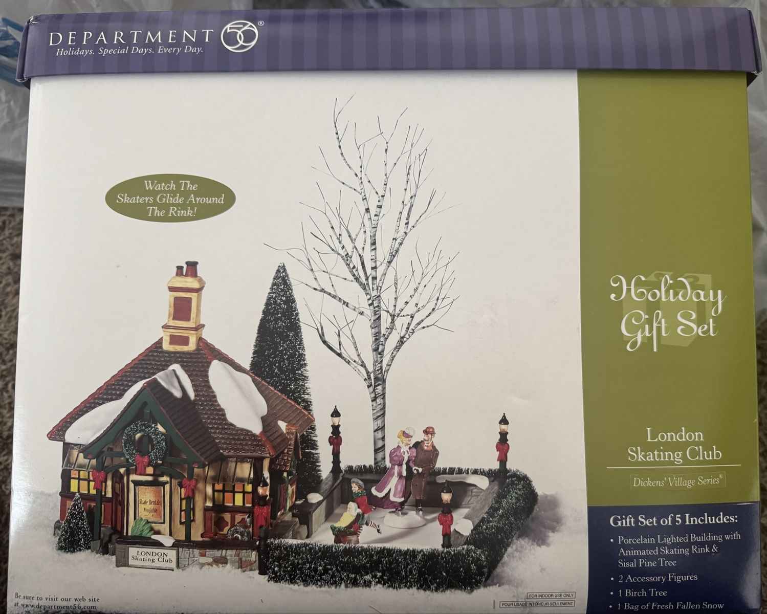 Department 56 Dickens' Village London Skating Club Holiday Gift Set - Lighted Building & Animated Rink
