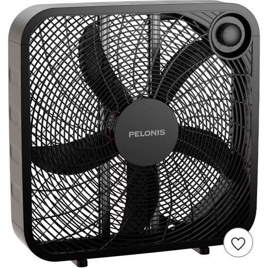 Pelonis 20" Box Fan PSF20M1ALG - Black, 3-Speed Control, Environmental Appliance