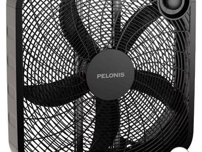 Pelonis 20" Box Fan PSF20M1ALG - Black, 3-Speed Control, Environmental Appliance