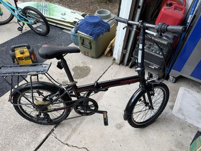 Zizzo Campo 7-Speed Aluminum Folding Bike, Black, Rear Rack